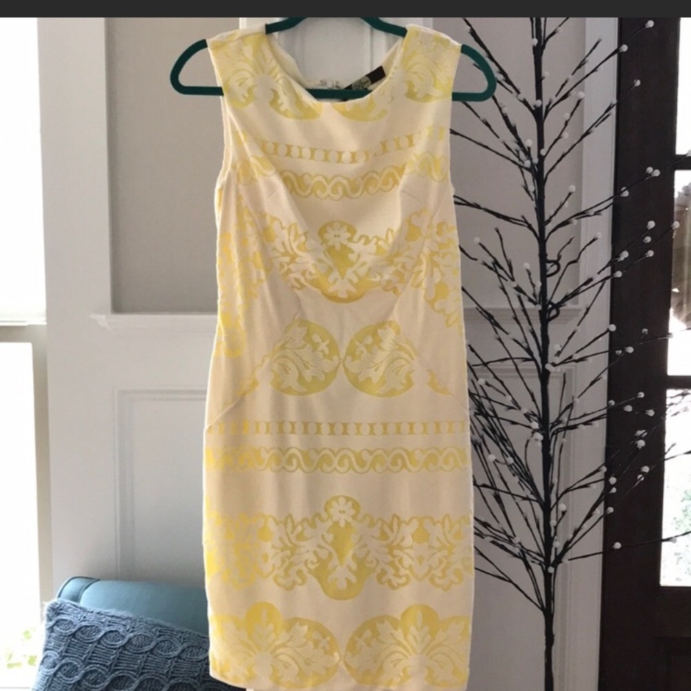 Eva Franco Lemon Lace Sheath Dress, Size 6